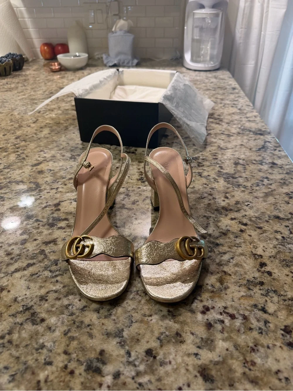 Gucci Marmot Block Heel Sandals